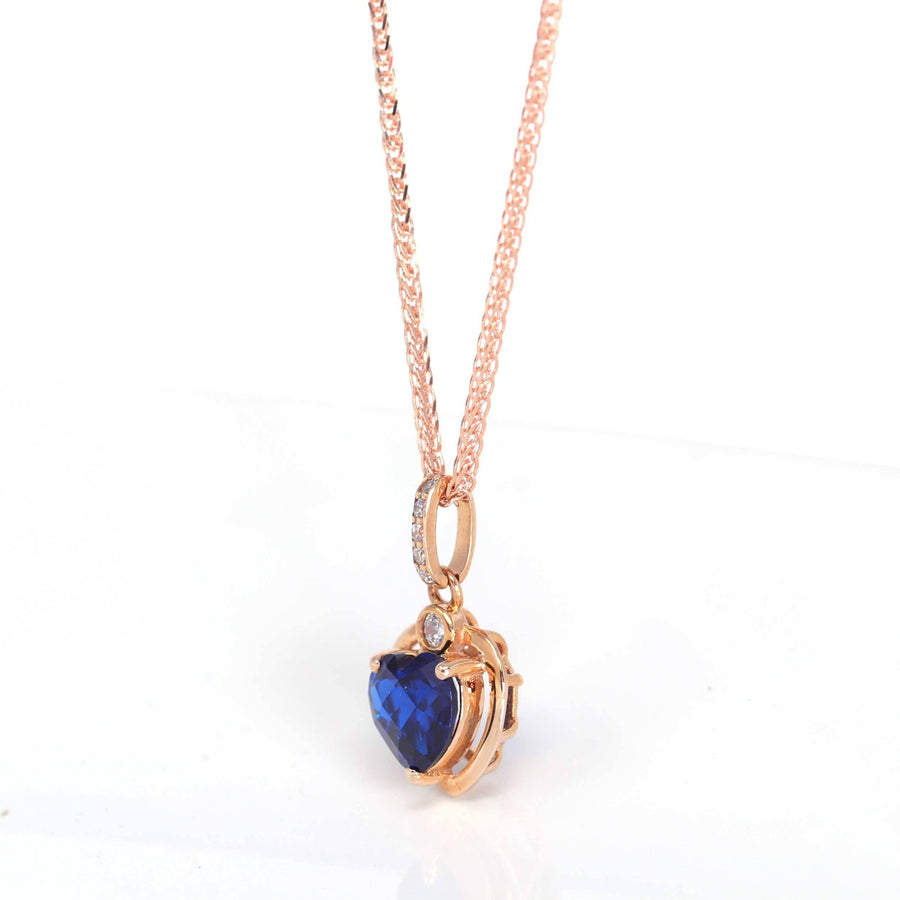 Baikalla Jewelry Gold Sapphire Necklace 18k Rose Gold  Lab. Created Sapphire, Ruby & CZ Pendant Necklace