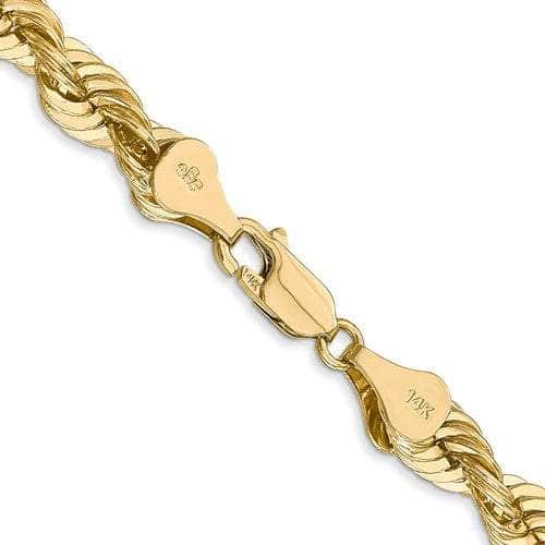 Baikalla Jewelry 14K Yellow Gold Pendant 14K 6 mm Solid Diamond-cut Rope Yellow Chain with Lobster Clasp