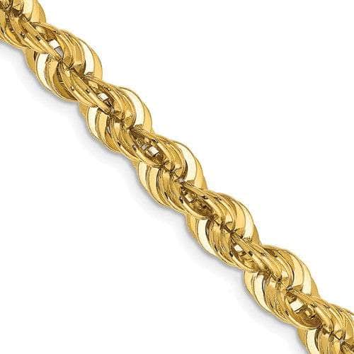 Baikalla Jewelry 14K Yellow Gold Pendant 22 in 14K 6 mm Solid Diamond-cut Rope Yellow Chain with Lobster Clasp