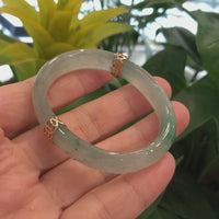 Baikalla™ "Classic Bangle" 18k Genuine Oval Jadeite Jade Bracelet Bangle  ( 54.4 mm ) #66
