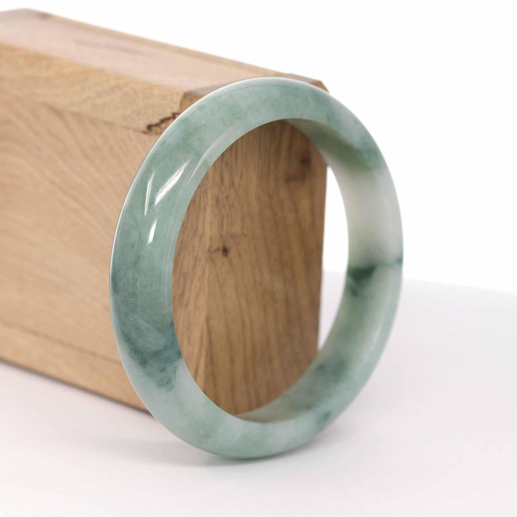 Baikalla Jewelry Jadeite Jade Bangle Bracelet Baikalla "Classic Bangle" Blue-Green Natural Burmese Jadeite Jade Bangle ( 59 mm ) #588