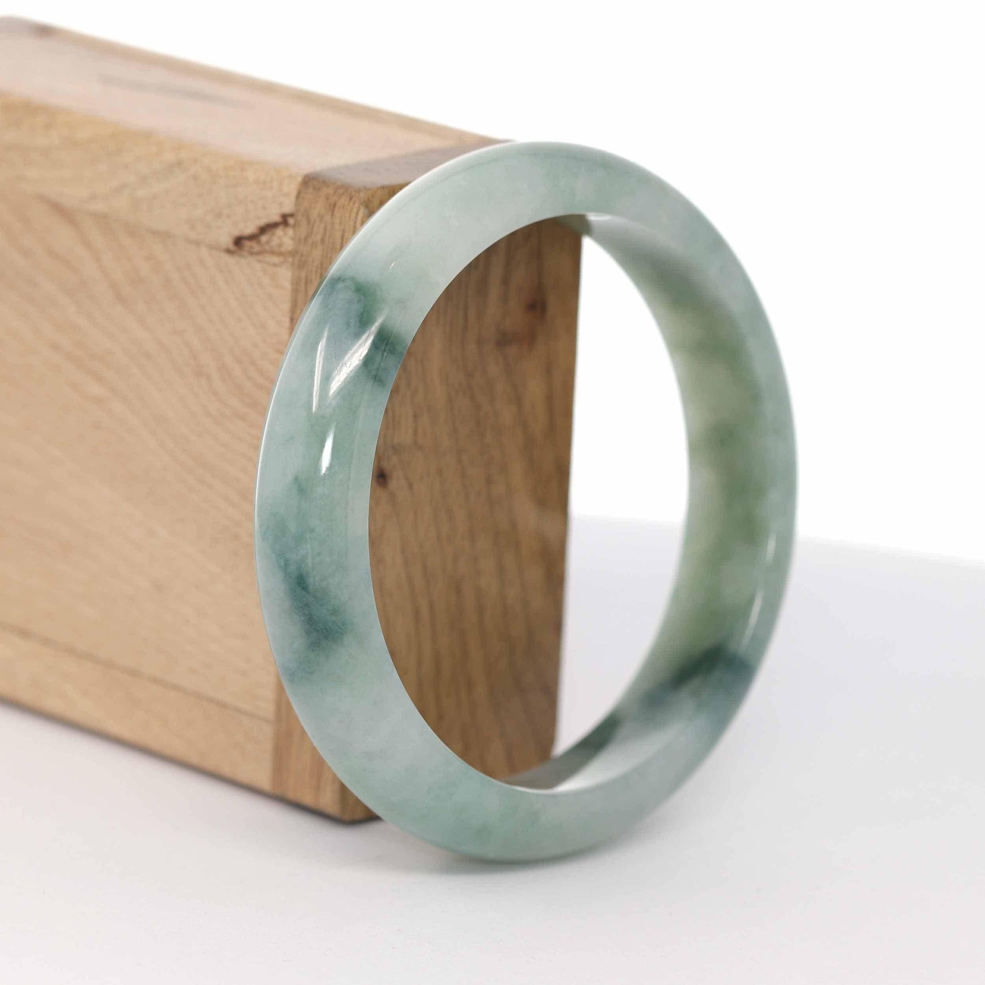 Baikalla Jewelry Jadeite Jade Bangle Bracelet Baikalla "Classic Bangle" Blue-Green Natural Burmese Jadeite Jade Bangle ( 59 mm ) #588