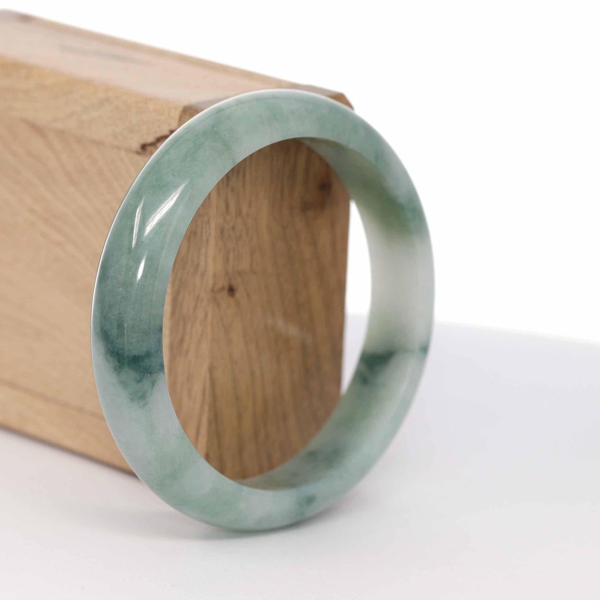 Baikalla Jewelry Jadeite Jade Bangle Bracelet Baikalla "Classic Bangle" Blue-Green Natural Burmese Jadeite Jade Bangle ( 59 mm ) #588