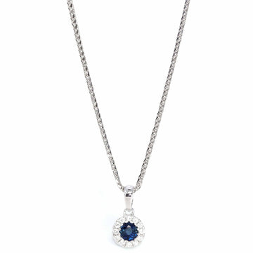 Baikalla Jewelry gemstone jewelry Pendant Only 14k White Gold Natural Blue Sapphire Necklace With Diamond