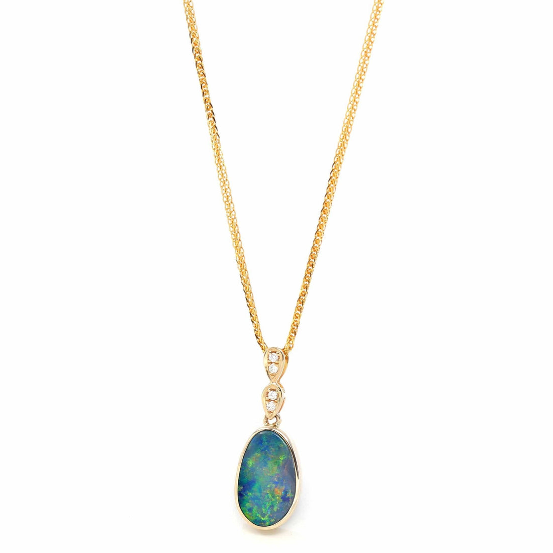 Baikalla Jewelry Gold Gemstone Necklace Pendant Only 14K Genuine Blue Opal Pendant Necklace