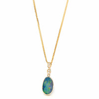 Baikalla Jewelry Gold Gemstone Necklace Pendant Only 14K Genuine Blue Opal Pendant Necklace