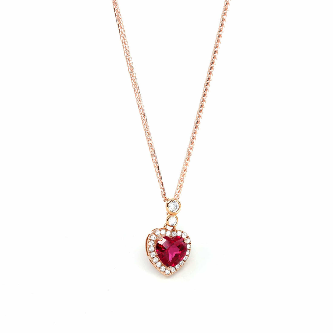 Baikalla Jewelry gemstone jewelry Pendant Only 18k Rose Gold  Lab. Created Ruby & CZ Pendant Necklace