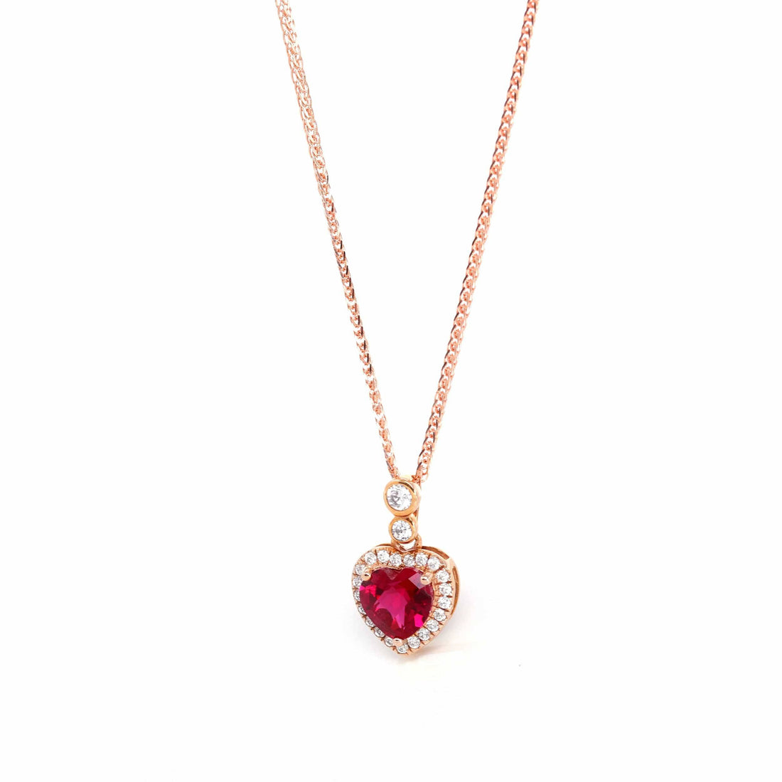 Baikalla Jewelry gemstone jewelry 18k Rose Gold  Lab. Created Ruby & CZ Pendant Necklace
