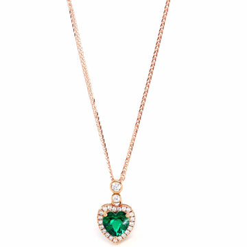 Baikalla Jewelry Emerald Pendant Necklace Pendant Only 18k Rose Gold  Lab. Created Emerald & CZ Pendant Necklace