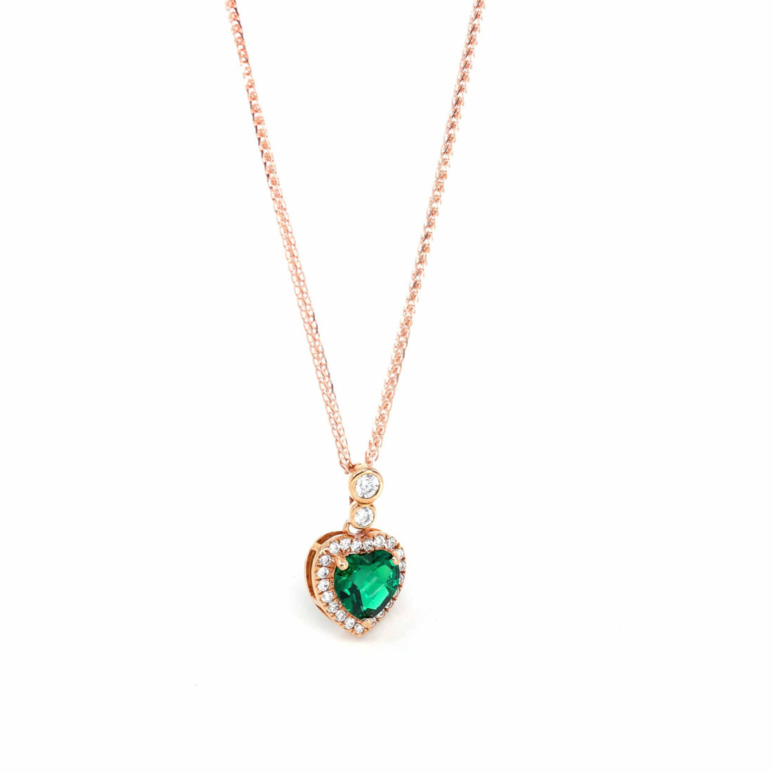 Baikalla Jewelry Emerald Pendant Necklace 18k Rose Gold  Lab. Created Emerald & CZ Pendant Necklace