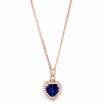 Baikalla Jewelry Gold Sapphire Necklace 18K Ruby Necklace 18k Rose Gold Lab. Created Sapphire, Ruby & CZ Pendant Necklace