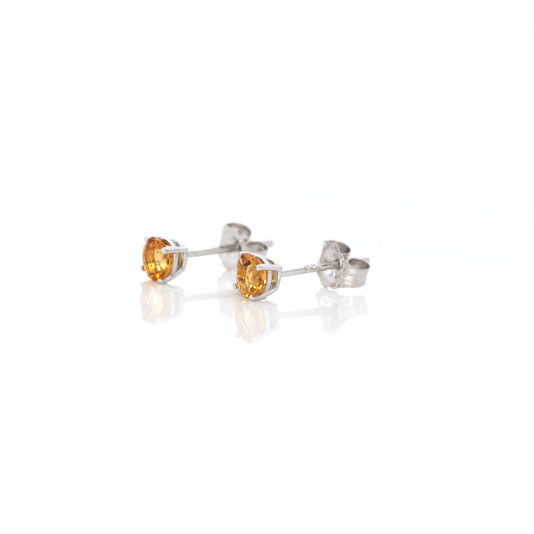 Baikalla Jewelry Gold Gemstone Earrings Baikalla 14k Classic White Gold Natural 4mm Citrine Stud Earrings