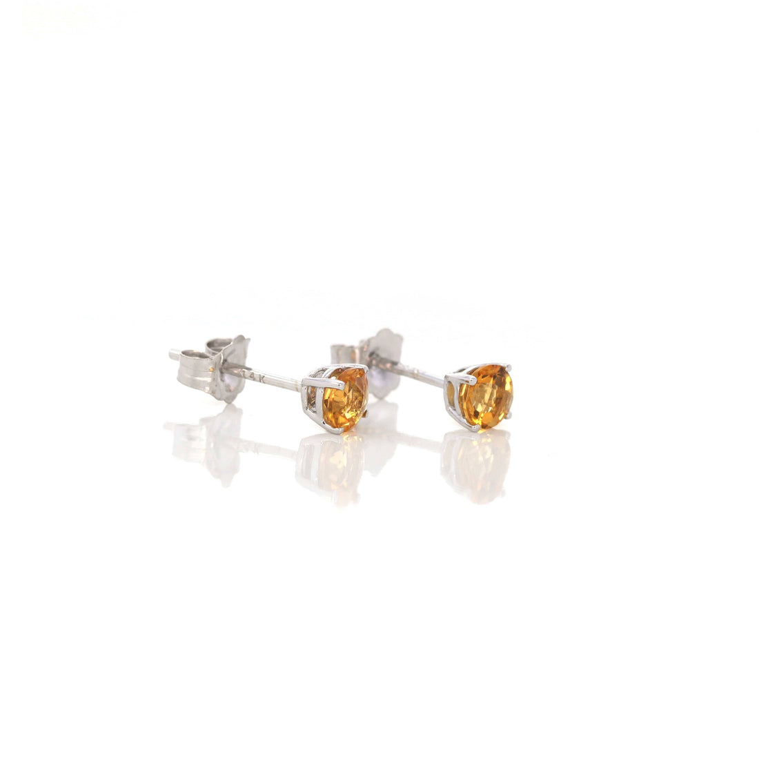 Baikalla Jewelry Gold Gemstone Earrings Baikalla 14k Classic White Gold Natural 4mm Citrine Stud Earrings