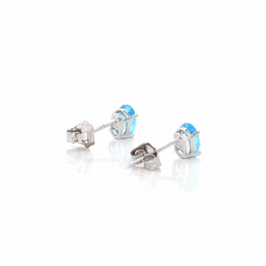 Baikalla Jewelry Gold Gemstone Earrings Baikalla 14k Classic White Gold 1 CTTW Natural Blue Topaz Earrings