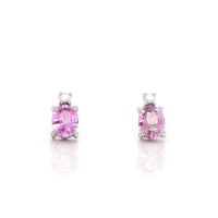 Baikalla Jewelry Gold Gemstone Earrings Baikalla™ 14k Classic White Gold Natural 3/4ct Pink Sapphire Earrings w/Diamond Halo