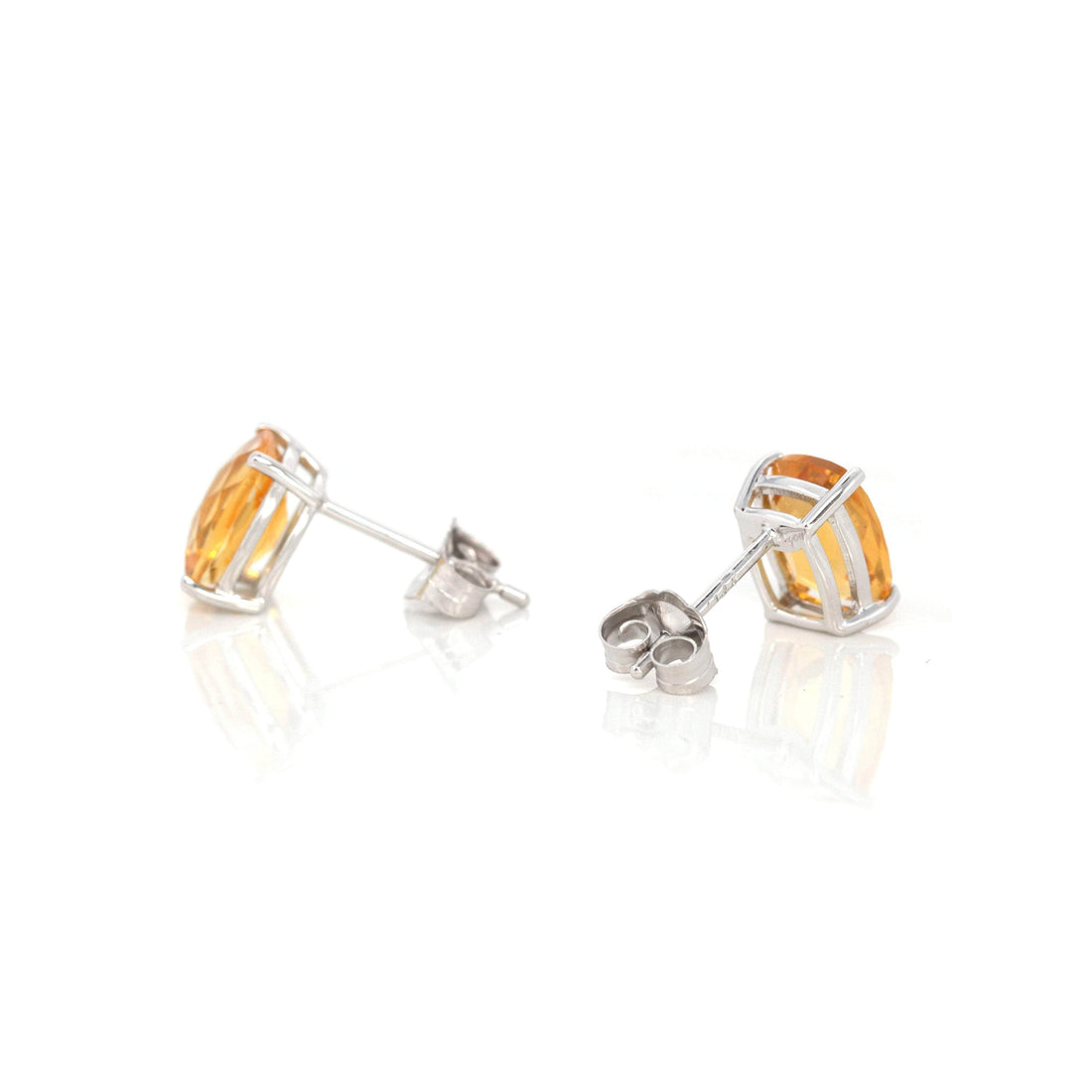 Baikalla Jewelry Gold Gemstone Earrings Baikalla 14k Classic White Gold Natural 6*8mm Emerald Cushion Cut Citrine Earrings