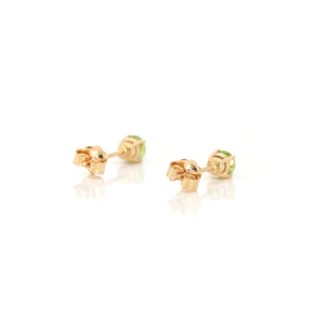 Baikalla Jewelry Gold Gemstone Earrings Baikalla 14k Classic Yellow Gold Natural 4*4mm 1/2cttw Peridot Earrings