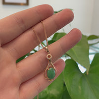 18K Rose Gold Oval Imperial Jadeite Jade Magic Bottle Necklace with Diamonds