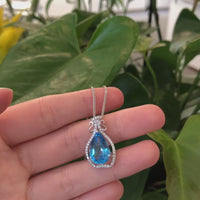 Sterling Silver Natural Topaz Luxury Pendant Necklace With CZ
