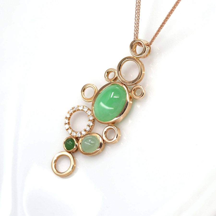 Baikalla Jewelry Gold Jadeite Necklace Pendant Only 18k Rose Gold Jadeite Jade Diamond Bubble Pendant Necklace