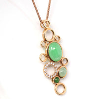 Baikalla Jewelry Gold Jadeite Necklace 18k Rose Gold Jadeite Jade Diamond Bubble Pendant Necklace