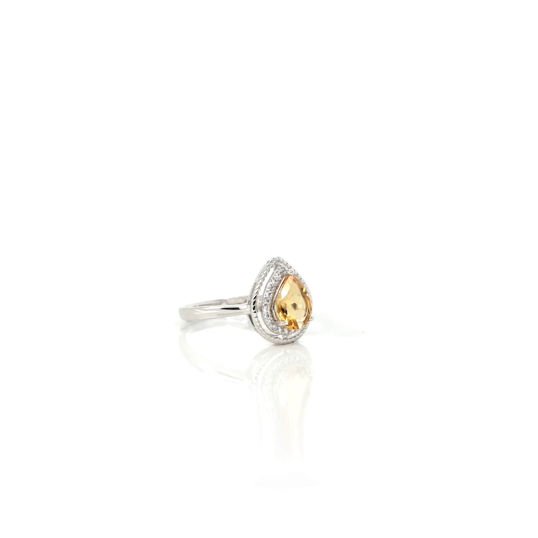 Baikalla Jewelry Gemstone Ring Sterling Silver Tear Drop Cut Citrine Ring