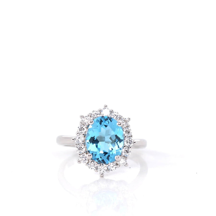 Baikalla Jewelry Gemstone Ring Sterling Silver Oval Sky Blue Topaz Ring