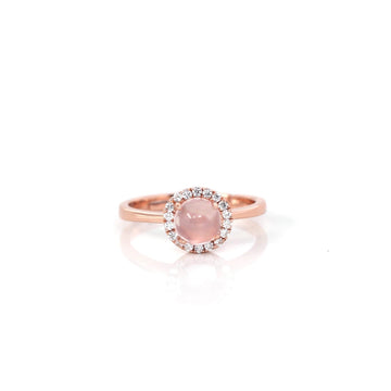 Baikalla Jewelry Sterling Silver Gemstone Ring Sterling Silver Cabochon Rose Quartz Ring