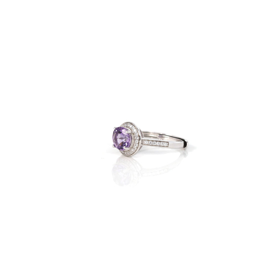Baikalla Jewelry Gemstone Ring Sterling Silver Round Amethyst and Citrine Ring