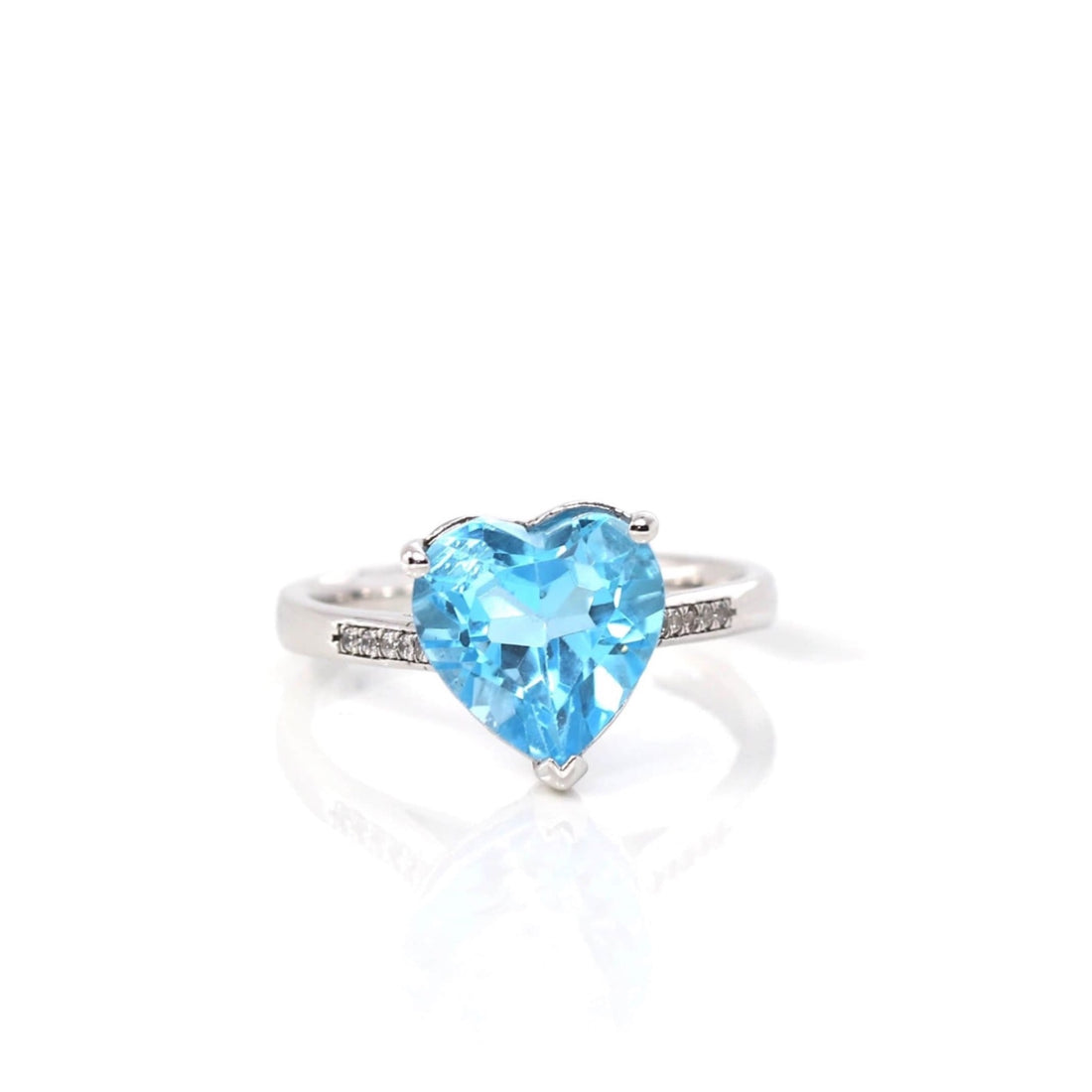 Baikalla Jewelry Gemstone Ring 6 Sterling Silver Sky Blue Topaz Love Heart Ring