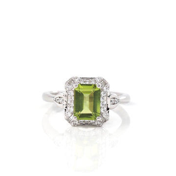Baikalla Jewelry Sterling Silver Gemstone Ring 6 Sterling Silver Emerald Fancy Cut Peridot Ring