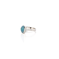 Baikalla Jewelry Sterling Silver Gemstone Ring Sterling Silver Oval Australian Blue Opal Bezel Set Ring