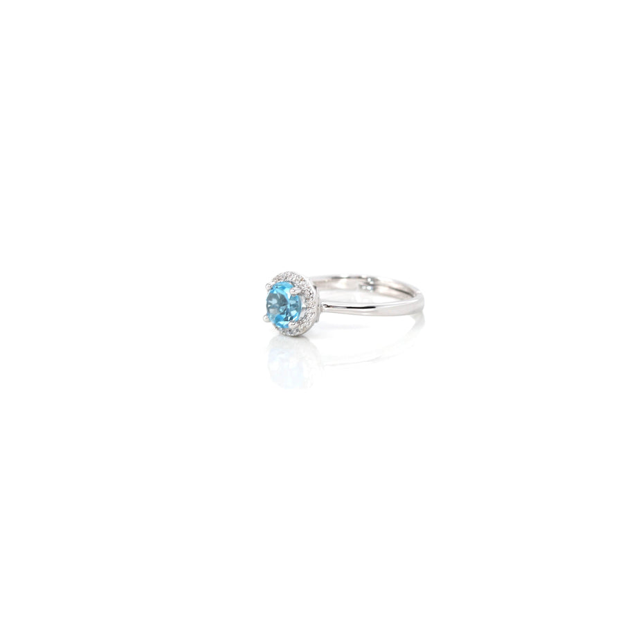 Baikalla Jewelry Sterling Silver Gemstone Ring Sterling Silver Round Swiss Blue Topaz, Amethyst, & Garnet Rings