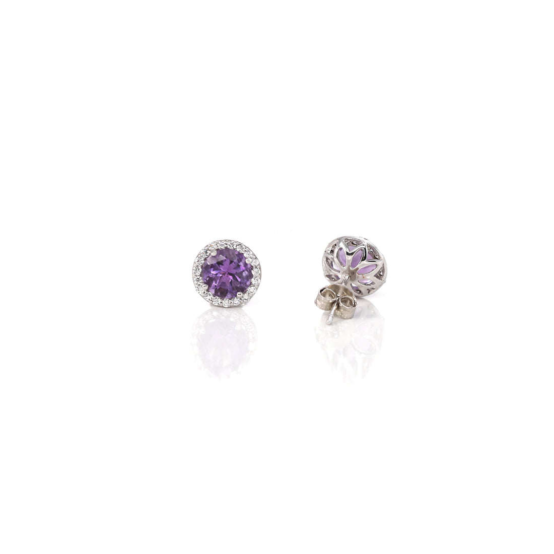 Baikalla Jewelry Silver Gemstones Earrings Baikalla™ Classic Sterling Silver Natural Amethyst Topaz Garnet Citrine Stud Earrings With CZ