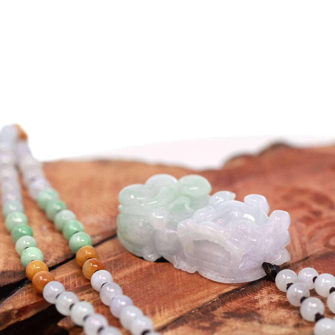 Baikalla Jewelry genuine jadeite carving Baikalla™ Pi Xiu Genuine Burmese Lavender Green Jadeite Jade PiXiu Pendant Necklace (FengShui Lucky)