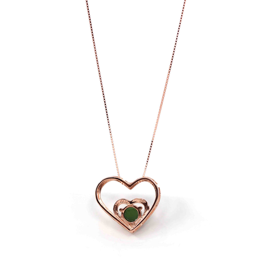 Baikalla Jewelry Jade Pendant Necklace Sterling Silver Nephrite Green Jade Classic Love Heart Pendant Necklace