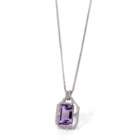 Baikalla Jewelry Silver Topaz Necklace Sterling Silver Natural Amethyst Luxury Pendant Necklace With CZ