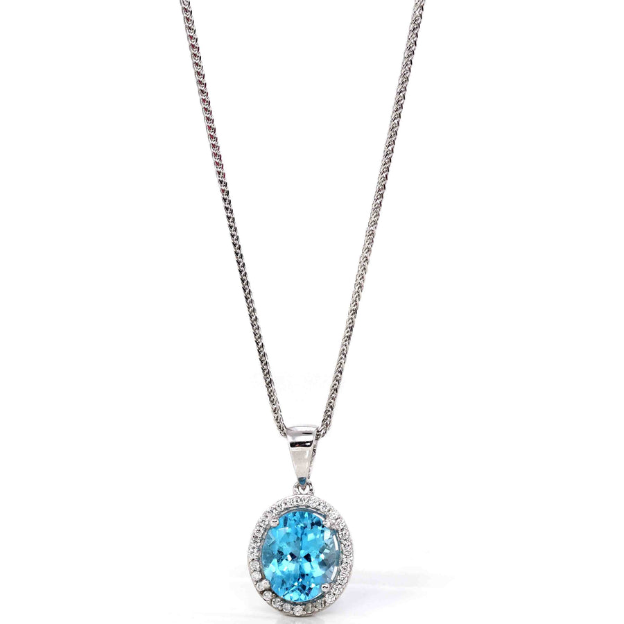 Baikalla Jewelry Silver Topaz Necklace Sterling Silver Natural Topaz Luxury Pendant Necklace With CZ