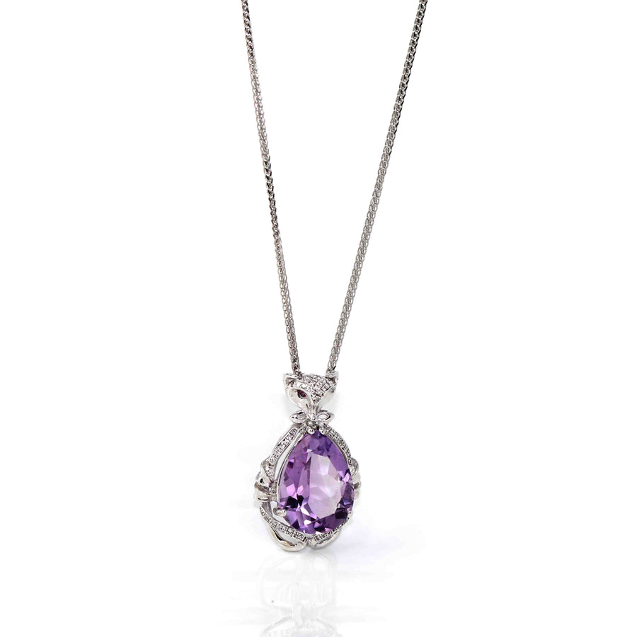 Baikalla Jewelry Silver Topaz Necklace Sterling Silver Natural Amethyst Luxury Pendant Fox Style Necklace With CZ