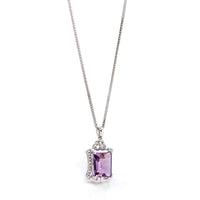 Baikalla Jewelry Silver Topaz Necklace Sterling Silver Natural Amethyst Classic Pendant Necklace With CZ