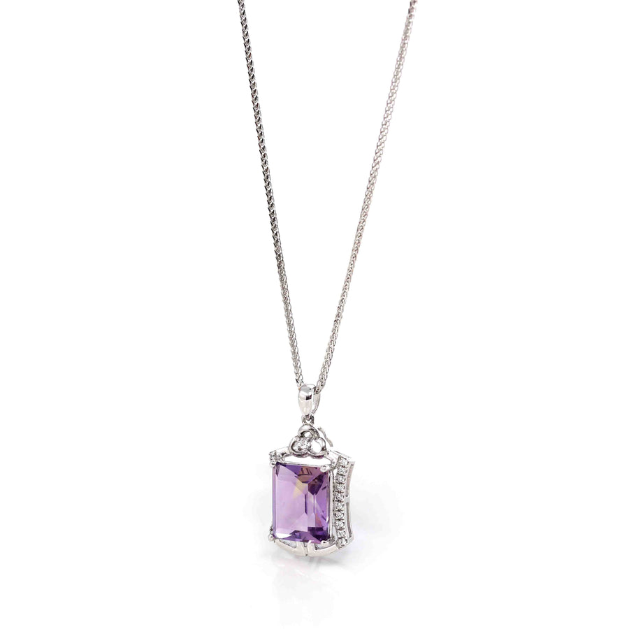 Baikalla Jewelry Silver Topaz Necklace Sterling Silver Natural Amethyst Classic Pendant Necklace With CZ