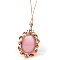 Baikalla Jewelry Gemstone Pendant Necklace 18k Rose Gold Royal Rose Quartz Pendant Necklace with Diamonds