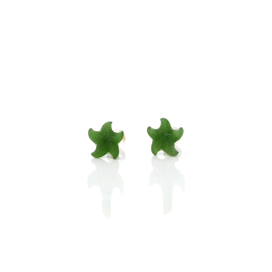 Baikalla Jewelry Gold Jade Earrings Baikalla™18k Solid Gold Real Green Jade Starfish Earrings