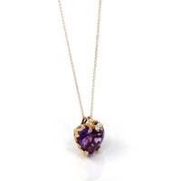 Baikalla Jewelry Gemstone Pendant Necklace 14k Yellow Gold Genuine AAA Royal Amethyst Pendant Necklace