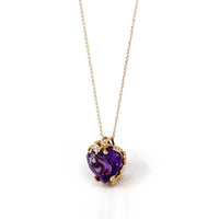 Baikalla Jewelry Gemstone Pendant Necklace 14k Yellow Gold Genuine AAA Royal Amethyst Pendant Necklace