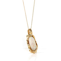 Baikalla Jewelry Gemstone Pendant Necklace Baikalla 14k Yellow Gold Freeform Australian White Opal Bezel Set Necklace
