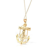 Baikalla Jewelry 24K Pure Yellow Gold Pendant 14K 2 Tone Gold Anchor Crucifix Pendant