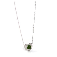 Baikalla Jewelry Silver Jade Pendant Necklace Baikalla™ Sterling Silver Real Green Nephrite Jade Love Pendant Necklace With CZ