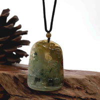Baikalla Jewelry Jade Carving Necklace Natural Honey Yellow Jadeite Jade "Rooster" Pendant Necklace For Men, Collectibles.