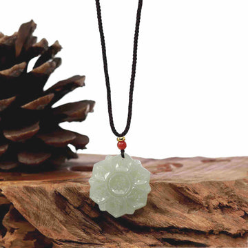 Baikalla Jewelry Jade Pendant Necklace Baikalla "Lucky Lotus" White Nephrite Jade Pendant Necklace